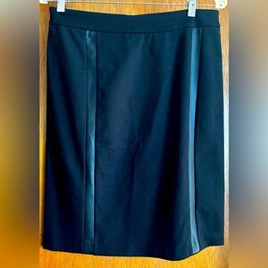 Michael Kors Woman's Black Faux Leather Trim Pencil Skirt [Sz 6] Travel Stretch